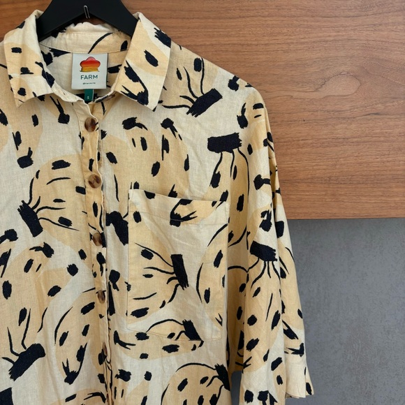 FARM Rio Bossa Banana Linen Blend Romper, Size S - Picture 13 of 15